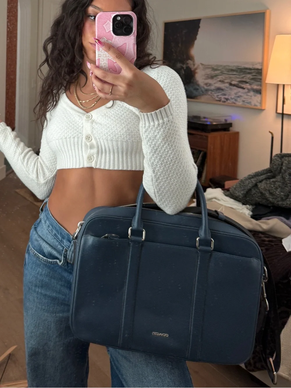 Coach Navy Leather Laptop Tote